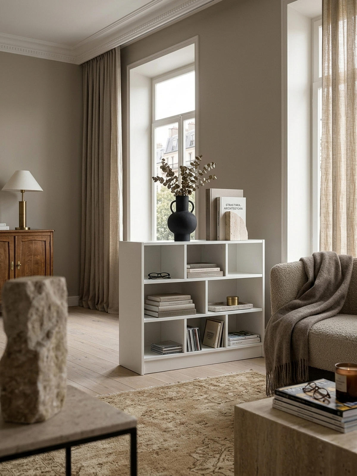 BÜCHERREGAL – Holz, melaminbeschichtet, mit Stauraum, modern - Weiß, Holz (80/69/30cm) - KADIMA DESIGN