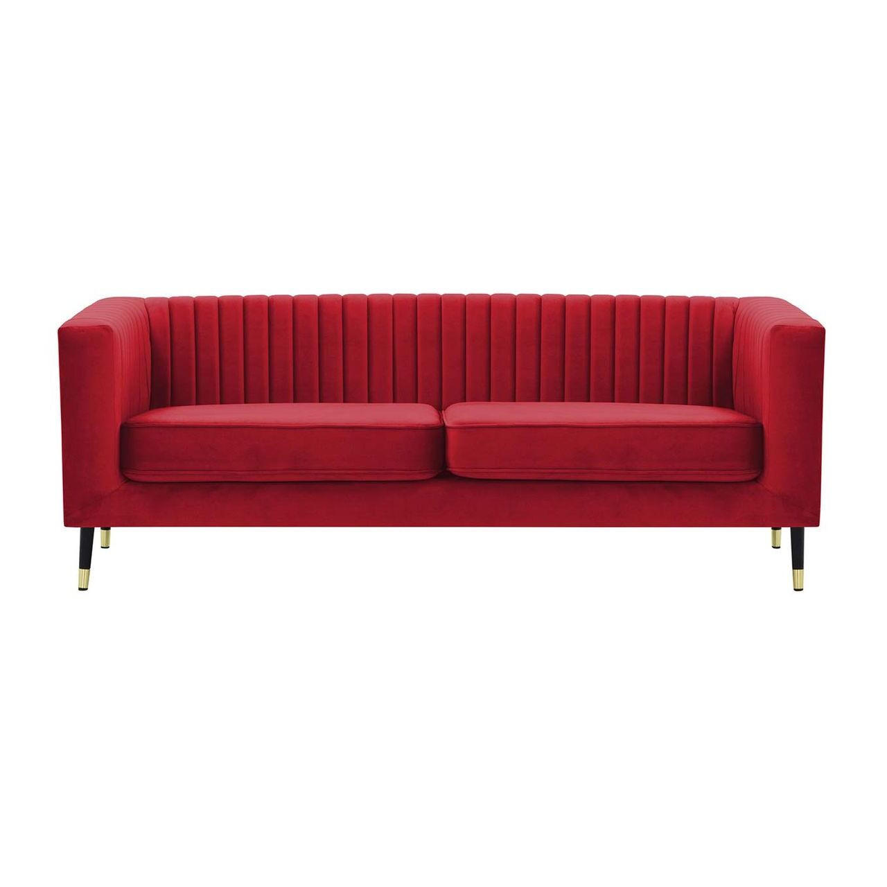 DREISITZER SOFA Slender-Velluto 7 - Rot, Holz/Textil (201/71/83cm) - SLF24