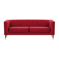 DREISITZER SOFA Slender-Velluto 7 - Rot, Holz/Textil (201/71/83cm) - SLF24