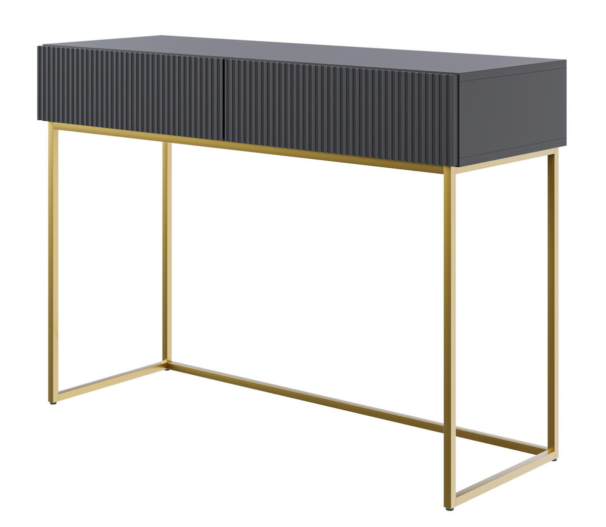 SCHMINKTISCH Veldio Schwarz mit goldenen Beinen 110 cm - Goldfarben/Schwarz, Holzwerkstoff/Metall (110/79/40cm) - Selsey