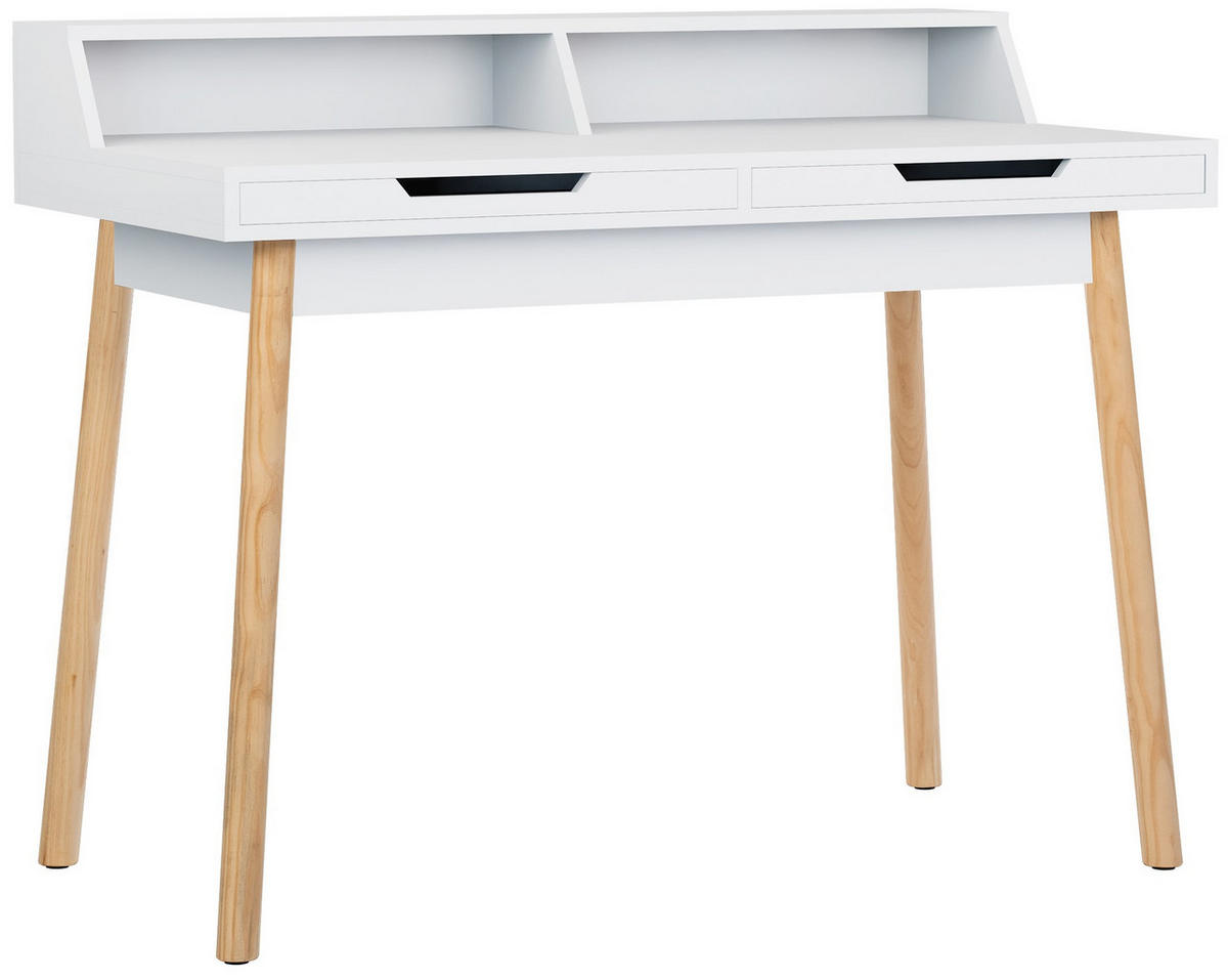 SCHREIBTISCH 110/60/85 cm Holz Weiß - Eukalyptusholzfarben/Weiß, Holz (60/110/85cm) - CLP