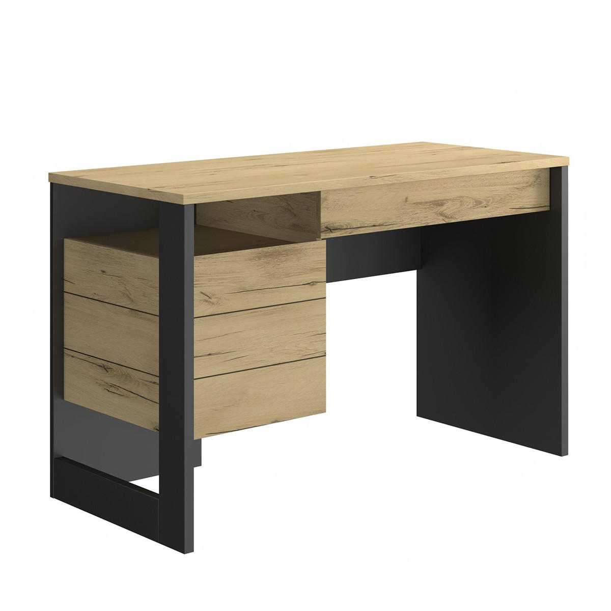 BÜRO aus Eichenholz Helvezia Russel - Französische Herstellung - 119/54/75 cm - Apfelbaumfarben, Holzwerkstoff (119/54/75cm) - Calicosy