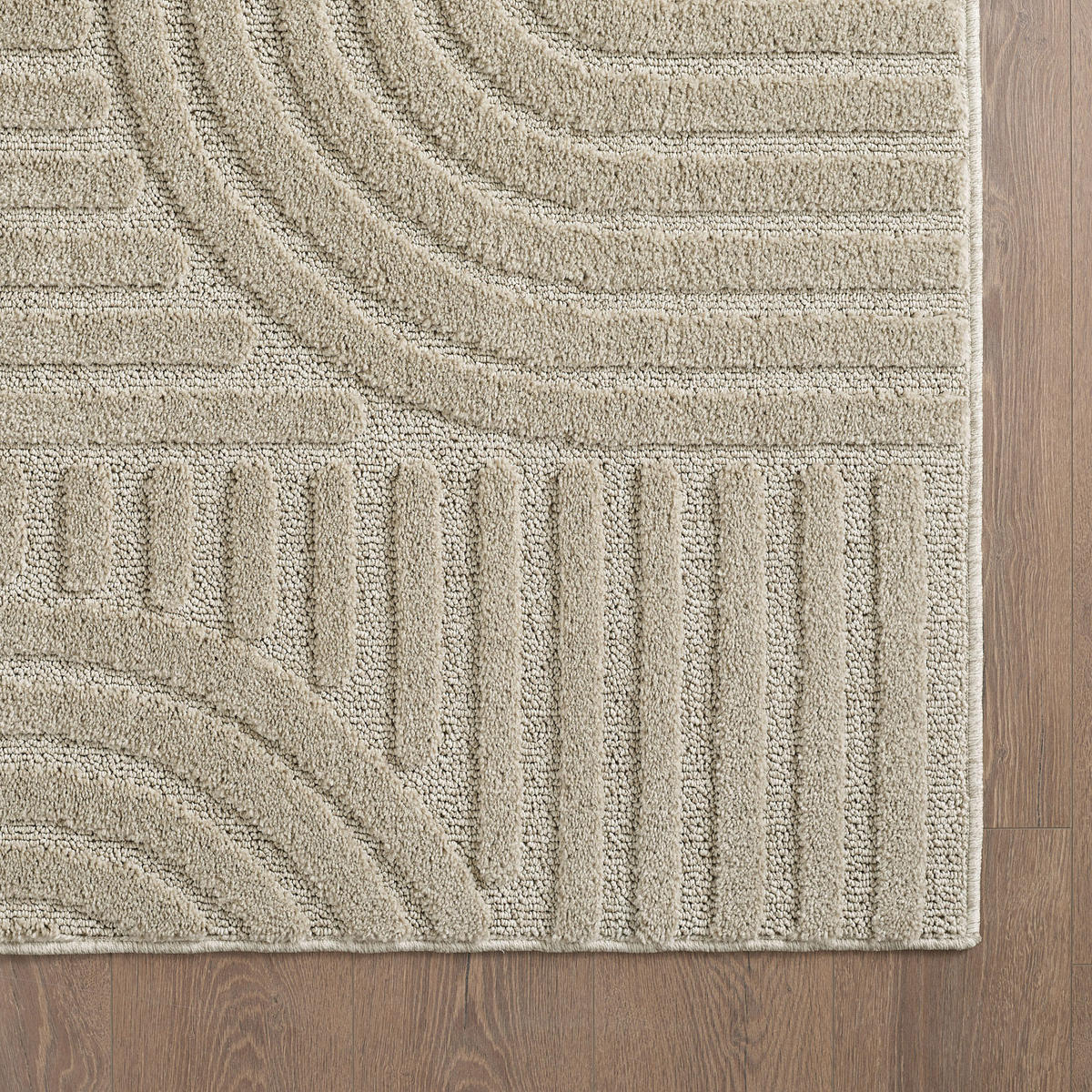 TEPPICH Hochflor Skandi-Boho Muster Polypropylen Wohnzimmer Beige Rund 120x120 - Beige, Textil (120/120cm) - KADIMA DESIGN