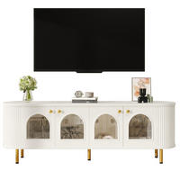 TV-LOWBOARD 170/35/55 cm mit 4 Glastüren, Soft-Close und Kabeldurchlass - Weiß, Holzwerkstoff (170/55/35cm) - BEAOK