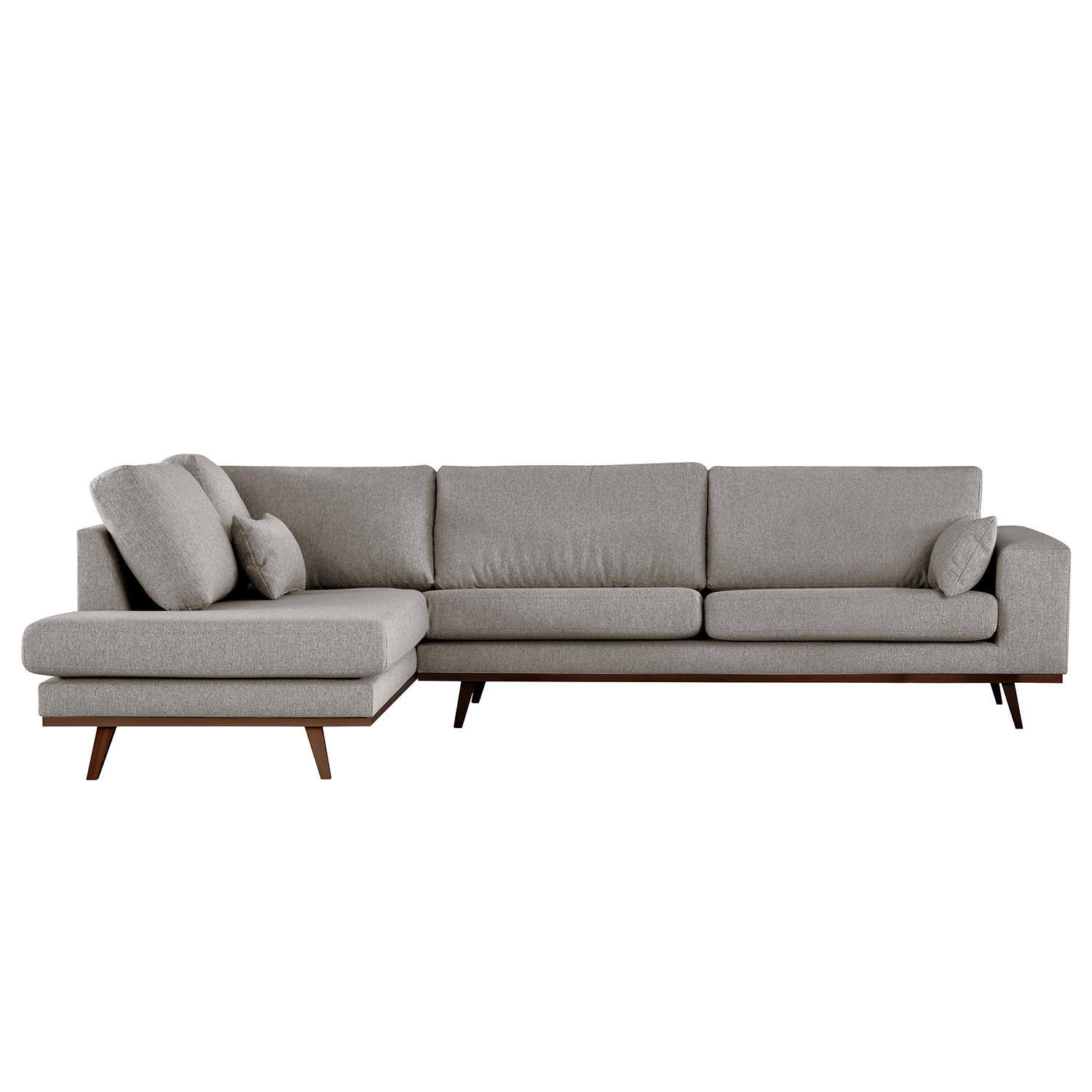 ECKSOFA mit Ottomane - Graubraun/Buchefarben, Textil (287/219cm) - home24