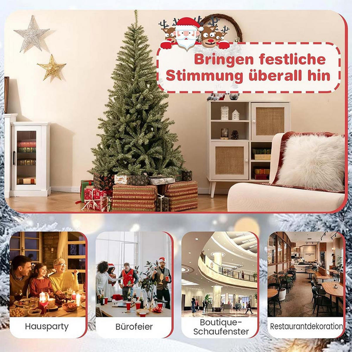WEIHNACHTSBAUM im Dunkeln leuchtend 180cm Grün - Grün, Metall (180cm) - COSTWAY