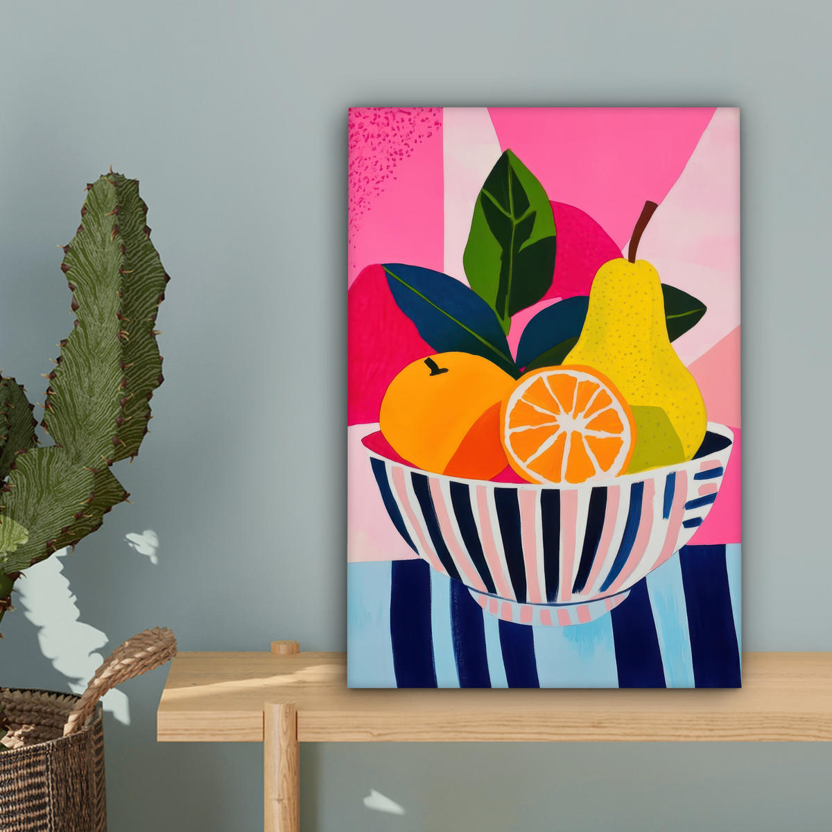 LEINWANDBILD Obst - Abstrakter Hintergrund - Rosa Deko Wohnzimmer 20x30 cm - Pink, Textil (20/30cm) - MuchoWow