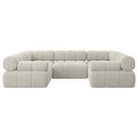 WOHNLANDSCHAFT modulares Sofa Birno-U1 - 285x190x70 cm Hellgrau Cord - Hellgrau, Holzwerkstoff/Textil (285/70/190cm) - ALTDECOR
