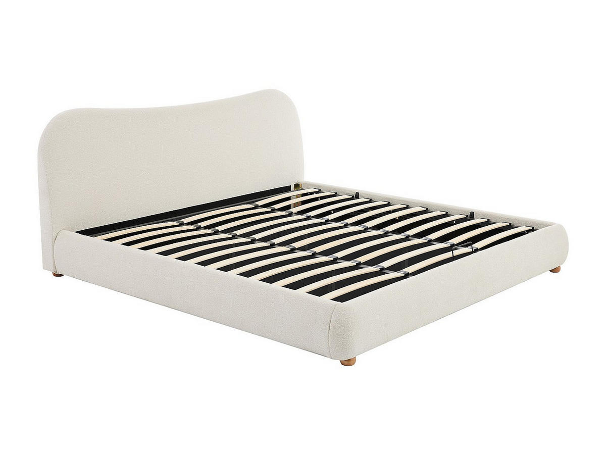 BETT mit Bettkasten - 2 Personen - Stoff - Weiß - - Weiß, Textil (180/200cm) - Vente-Unique
