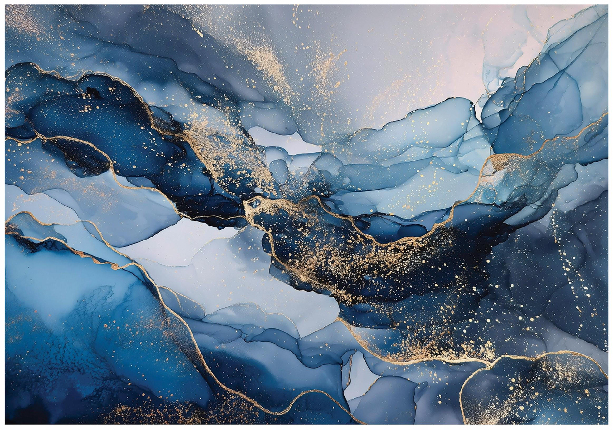 FOTOTAPETE Marmor Glamour Blau 350x250 cm - Multicolor, Papier (350/250cm) - Wallarena