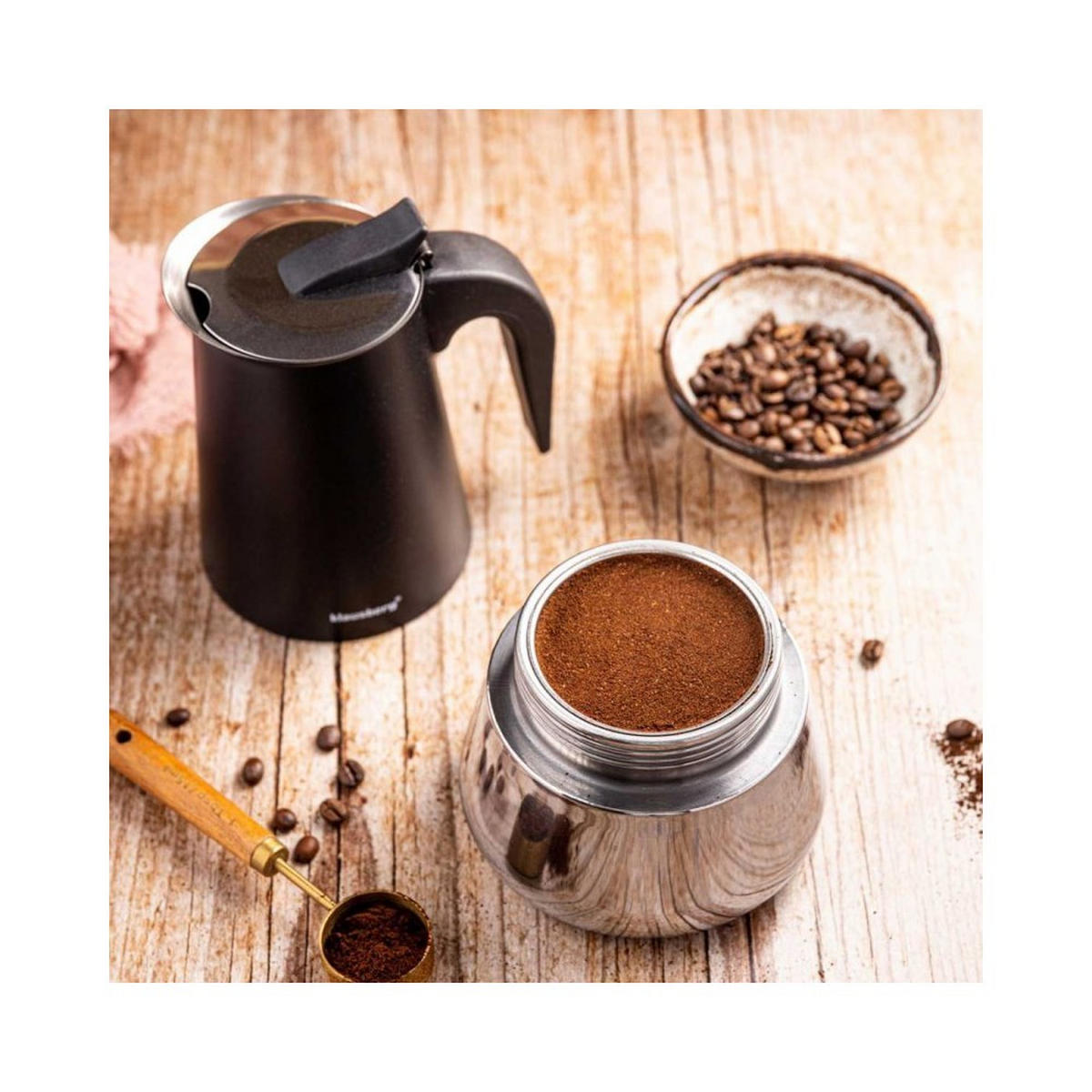 ESPRESSOKOCHER Schwarz 13,9/16,3/26,4 cm KB7847 - Schwarz, Metall (16.3/26.4/13.9cm) - Klausberg 