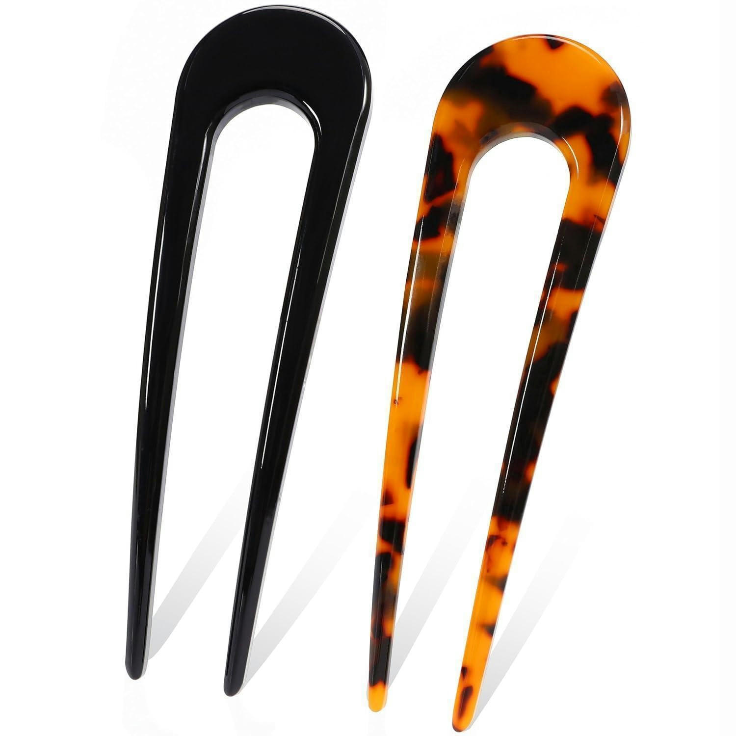 HAARNADEL Set 2-teilig Zelluloseacetat Schwarz/Havanna - Multicolor, Kunststoff (5/2.3/13cm)