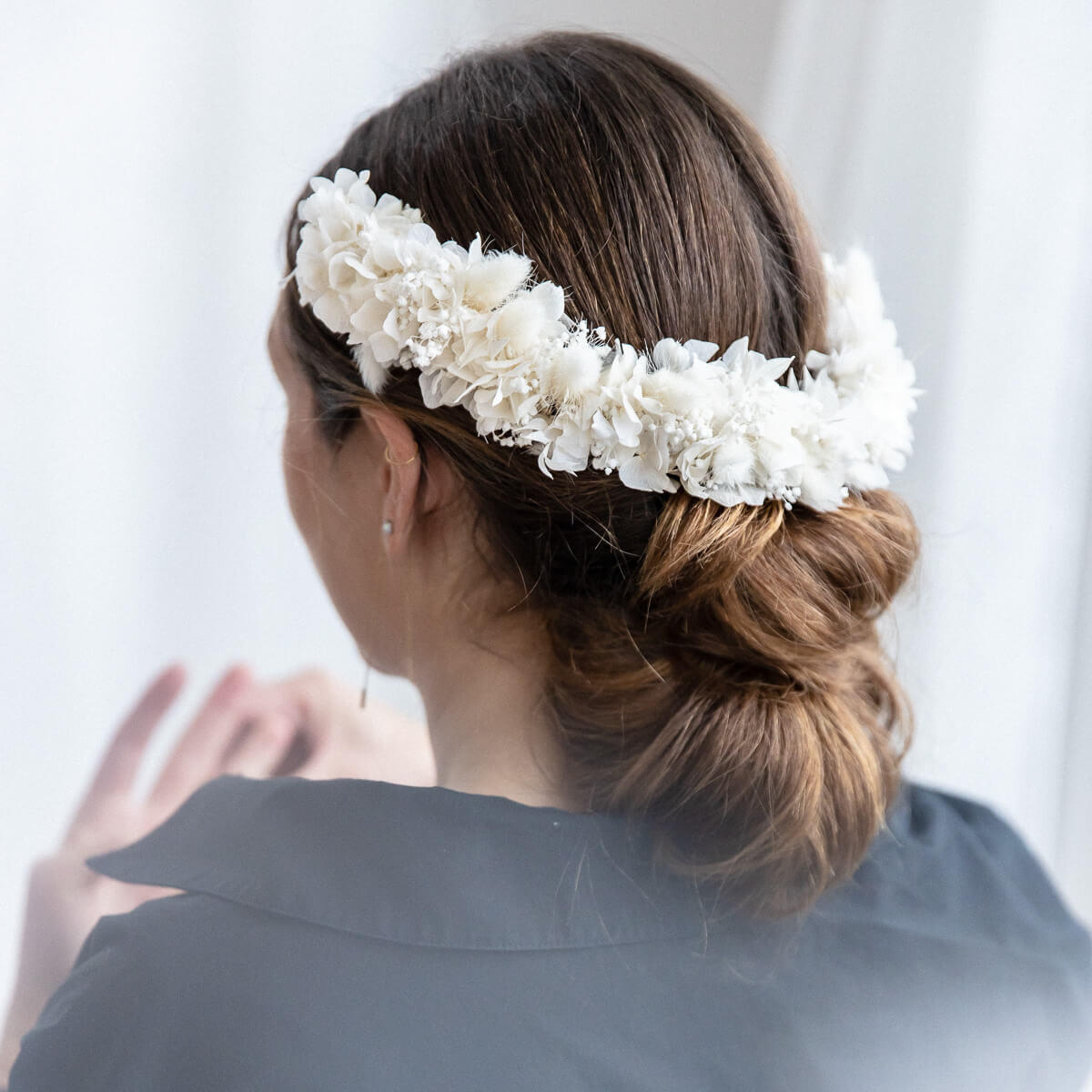 HAARREIF I Diadem Trockenblumen weiß - weiß - Weiß, Naturmaterialien (15cm) - Lykke & You