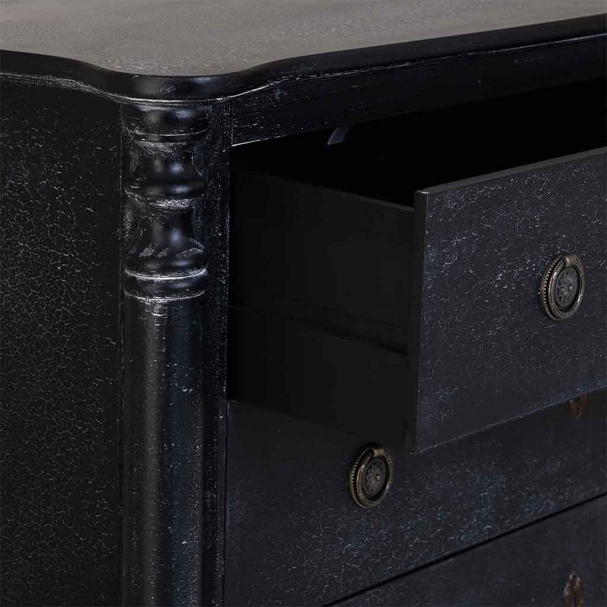 KOMMODE LACKIERTE mit 4 Schubladen 100x40x90 cm - Schwarz, Holz (100/90/40cm) - Wanderlust