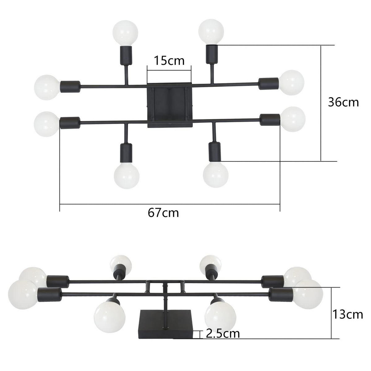 DECKENLEUCHTE Klytht 36/14.5/68 cm - Schwarz, Metall (68/36/14.5cm) - ZMH