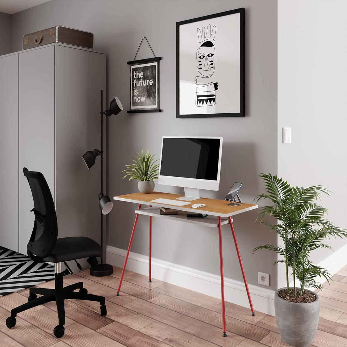 BÜROTISCH Kost Colors 100x40 cm – modernes Design in Rot - Rot, Holzwerkstoff (40/110/75cm) - Letti Moderni