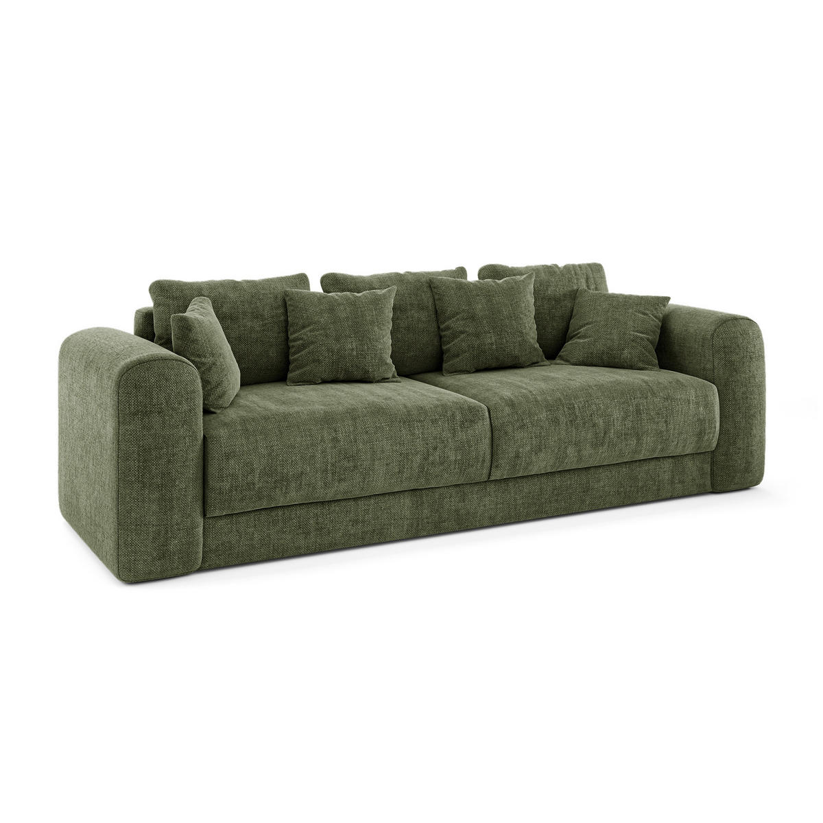 SCHLAFSOFA mit Stauraum in Nussbaum RIO Köpergewebe Vintage-Grün 250cm - Dunkelgrün/Grün, Textil (250/90/95cm) - Sia Home