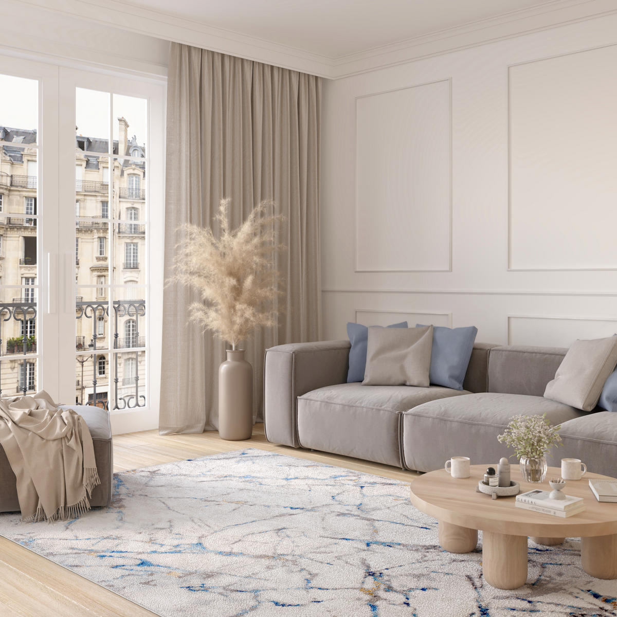 TEPPICH VALLEY Grau Blau 200/300 cm - Blau, Textil (200/300cm) - Tapiso