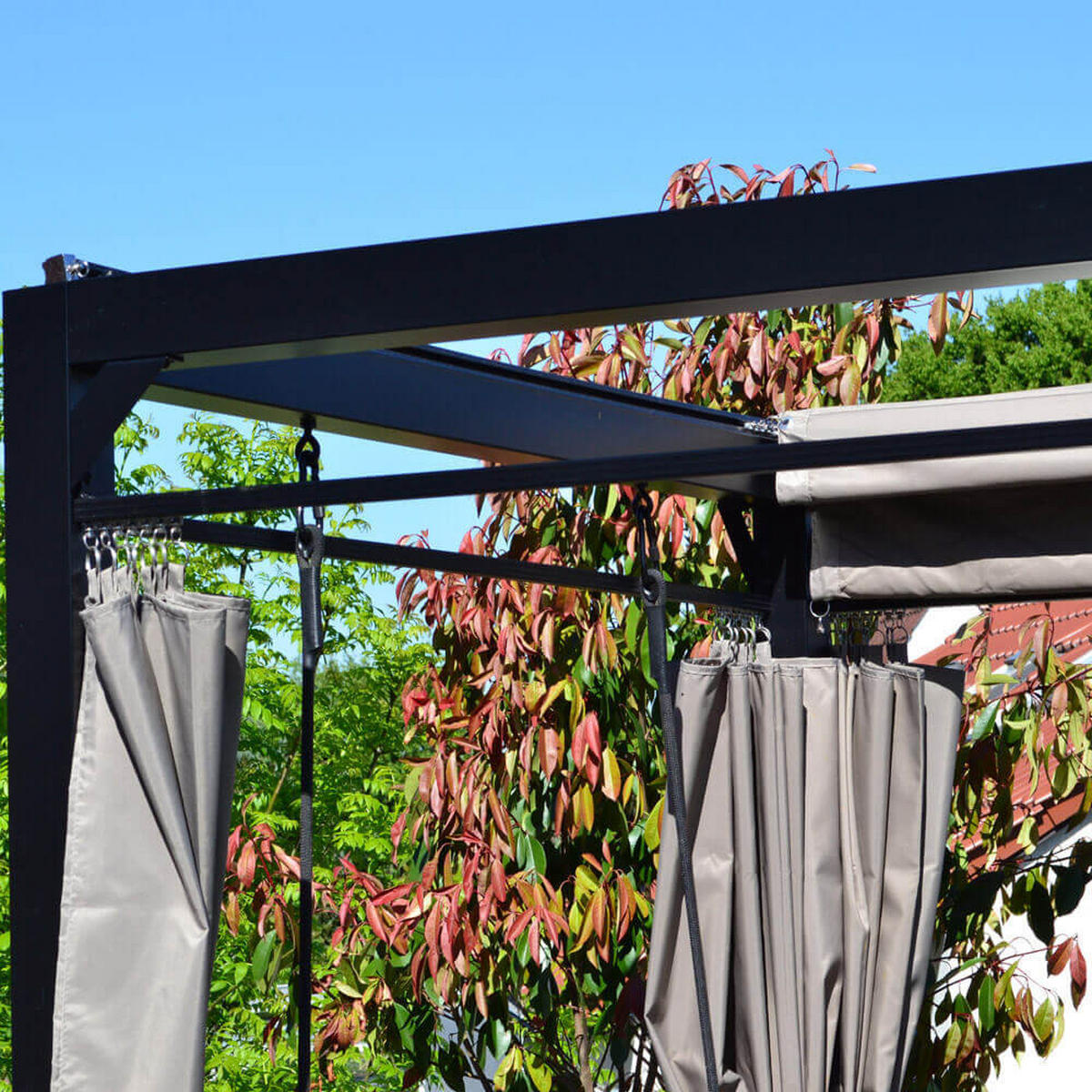 PAVILLON Gartenliege PROVENCE - Anthrazit, Metall (180/210/236cm) - Home Deluxe