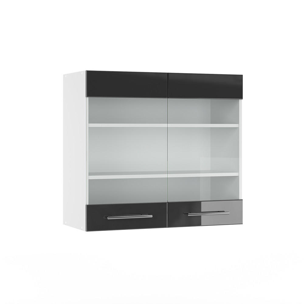 KÜCHENGLASSCHRANK Fame-Line Anthrazit Hochglanz 80 cm - Anthrazit/Weiß, Holzwerkstoff (80/72/34.1cm) - Vicco