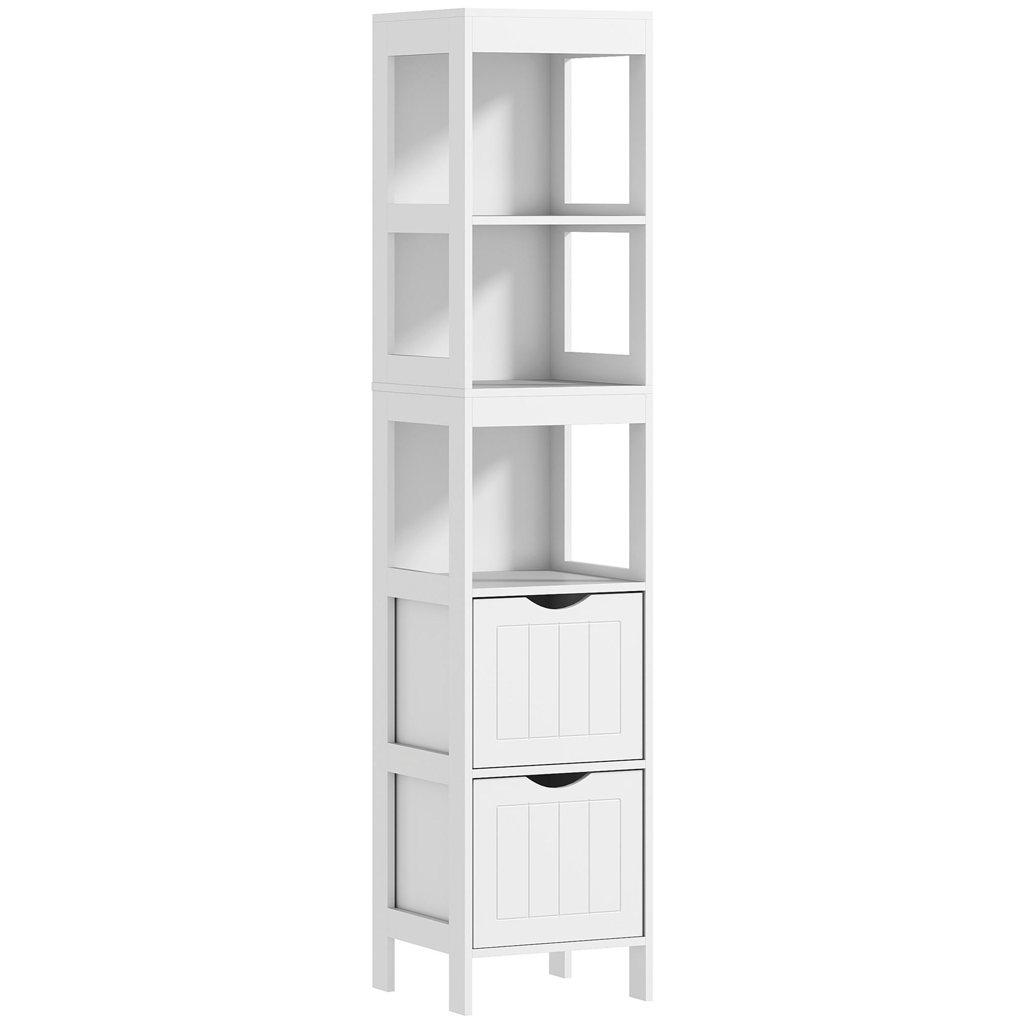 BADEZIMMERSCHRANK, Toilettenschrank, 30 x 30 x 141,2 cm Weiß - Weiß, Holz (30/141.2/30cm) - HOMCOM