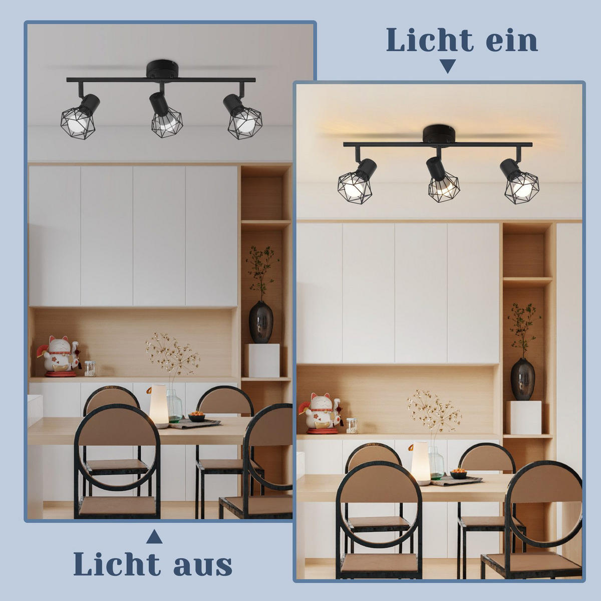 STRAHLER Brückenau 3-flammig 42.5/15.5/15.5 cm - Schwarz, Metall (42.5/15.5/15.5cm) - Nettlife