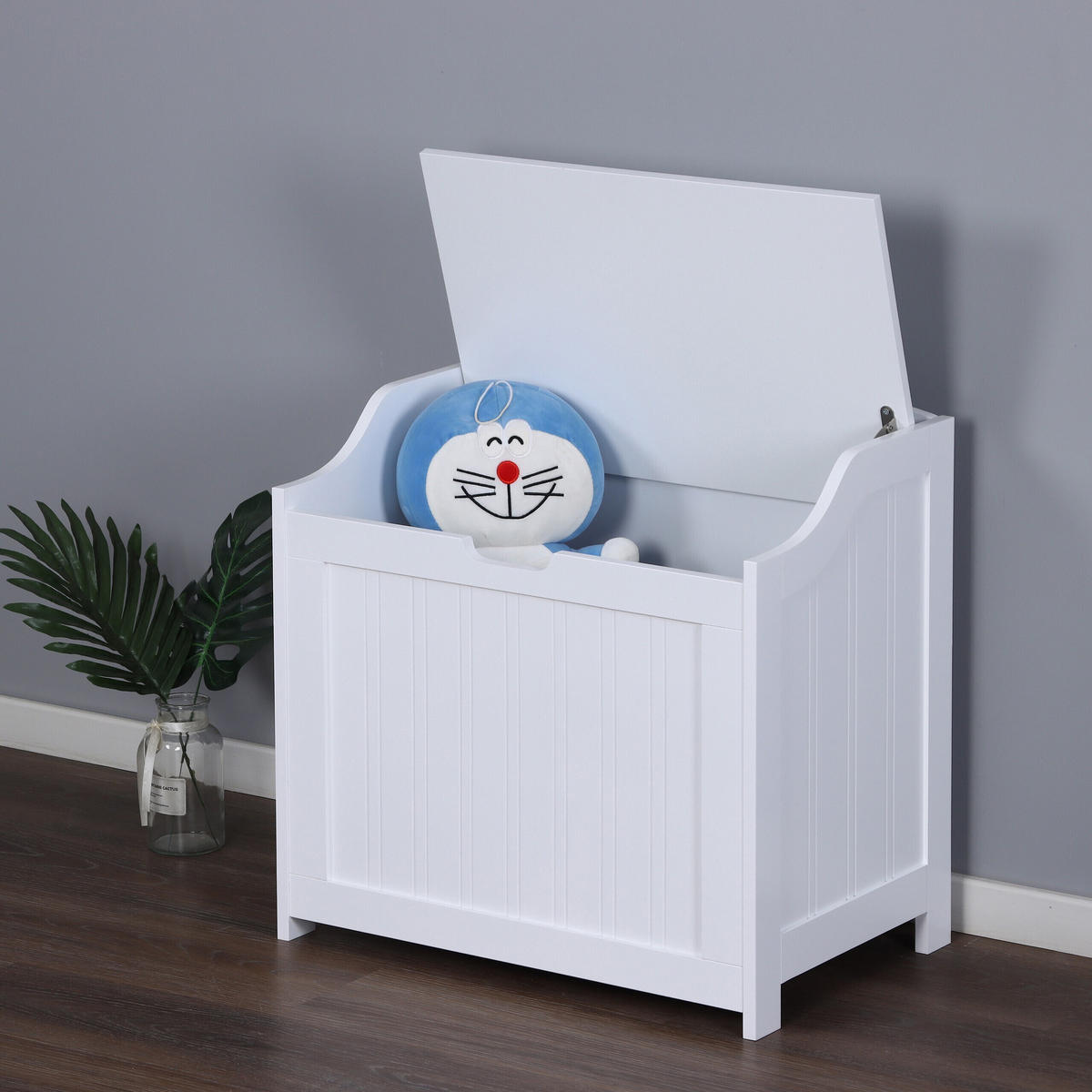 WÄSCHETRUHE - Weiß, Holzwerkstoff (56/53/36cm) - Relaxdays