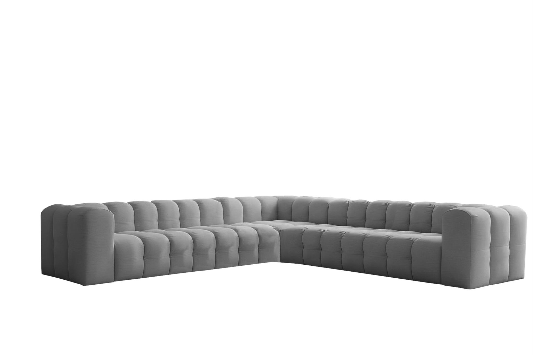 ECKSOFA Solvie Xl In Tiffani - Grau, Holzwerkstoff/Textil (330/330cm) - Fun Möbel