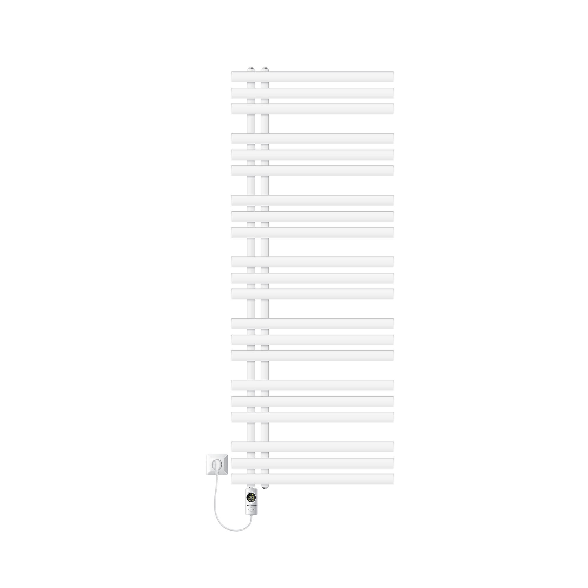 BADHEIZKÖRPER elektrisch IRON EM 600x1600 mm Weiß mit Heizstab 900W Digital - Weiß, Metall (60/160/3cm) - LuxeBath