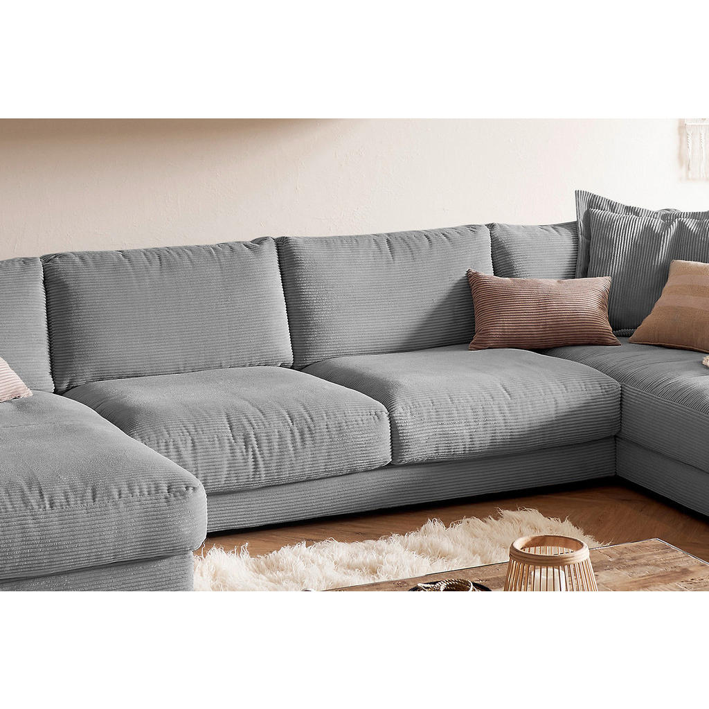 Thumbnail - Kawola Wohnlandschaft, Grau, Textil, Echtholz, 4-Sitzer, Füllung: Komfortschaum, U-Form, 425x86x224 cm, Wohnzimmer, Sofa...