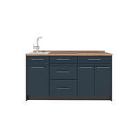 KUCHYNSKÝ BLOK Fame-Line, Tmavo modrá vysoký lesk, 150 cm, AP Oak - tmavomodrá/antracitová, kompozitné drevo (150/82/60cm) - Vicco