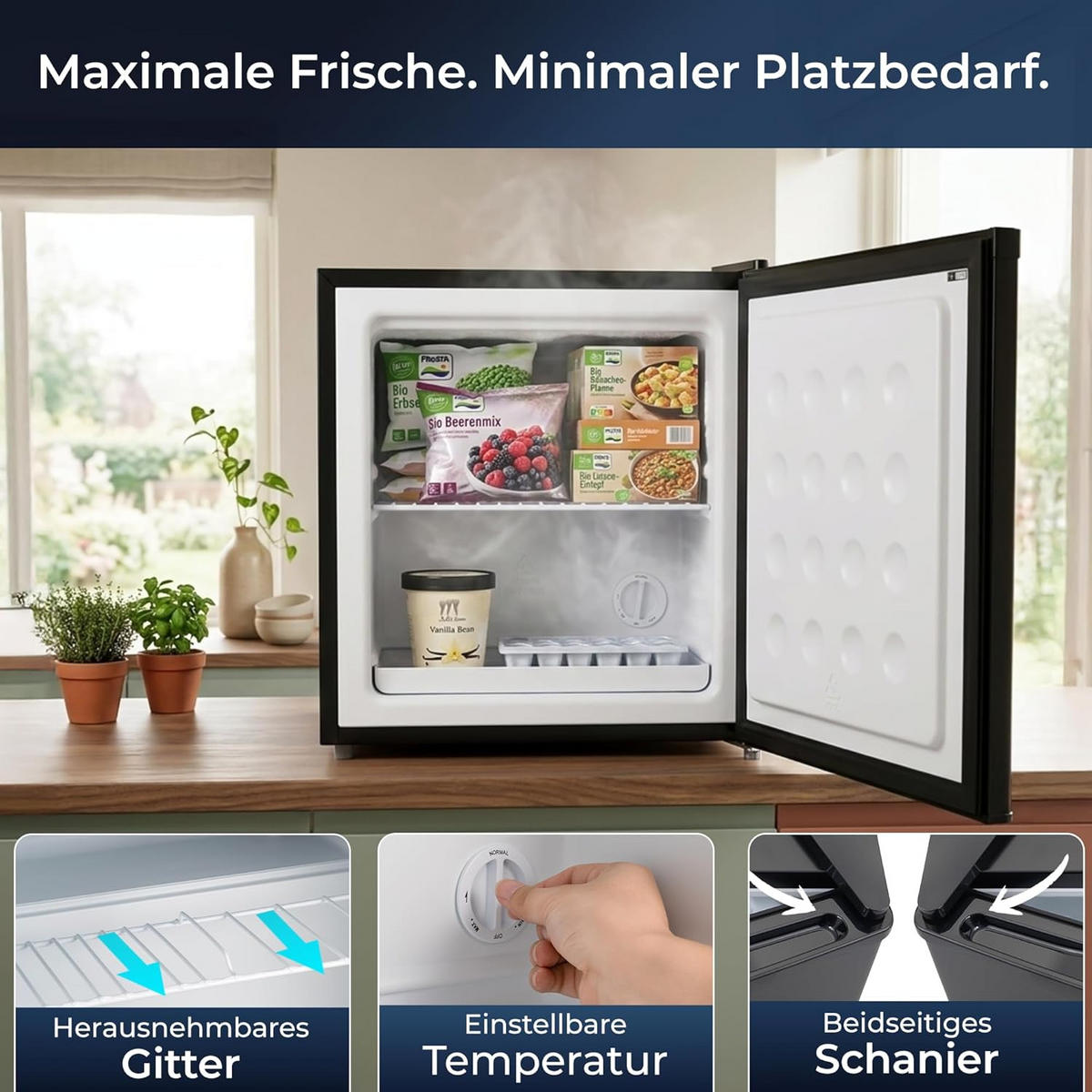 MINIGEFRIERSCHRANK 31L Schwarz - Schwarz, Metall (45/48/47cm) - KLAMER