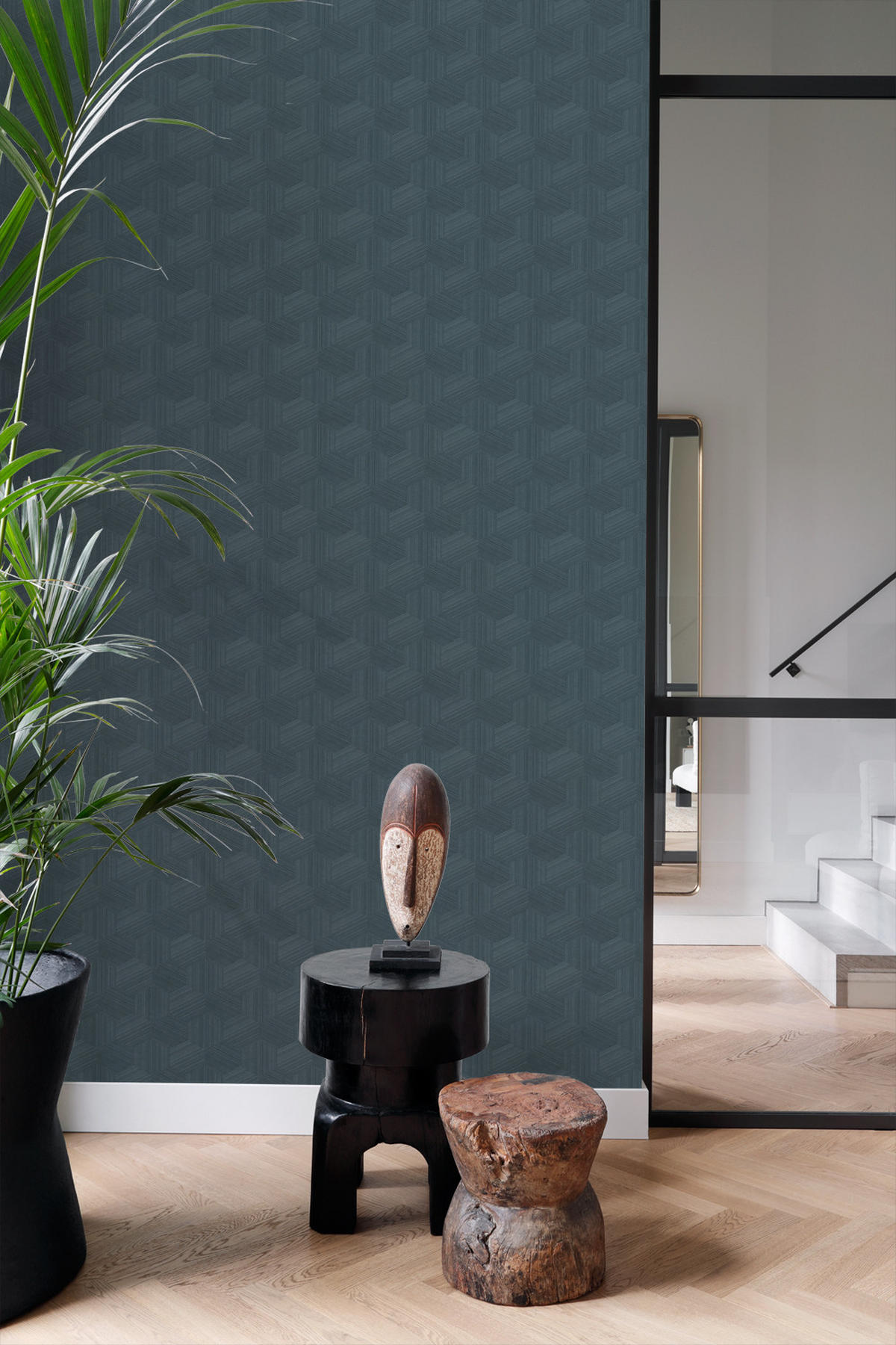 TAPETE 3D-Muster 50 x 900 cm - Blau, Papier (50/900cm) - Origin Wallcoverings
