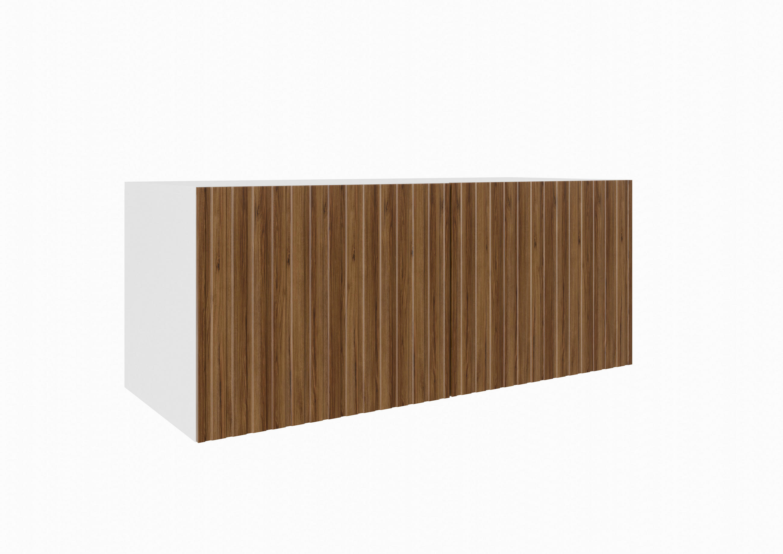 Meblini Tv-Schrank Weiß, Wildeiche 100x115x40 cm