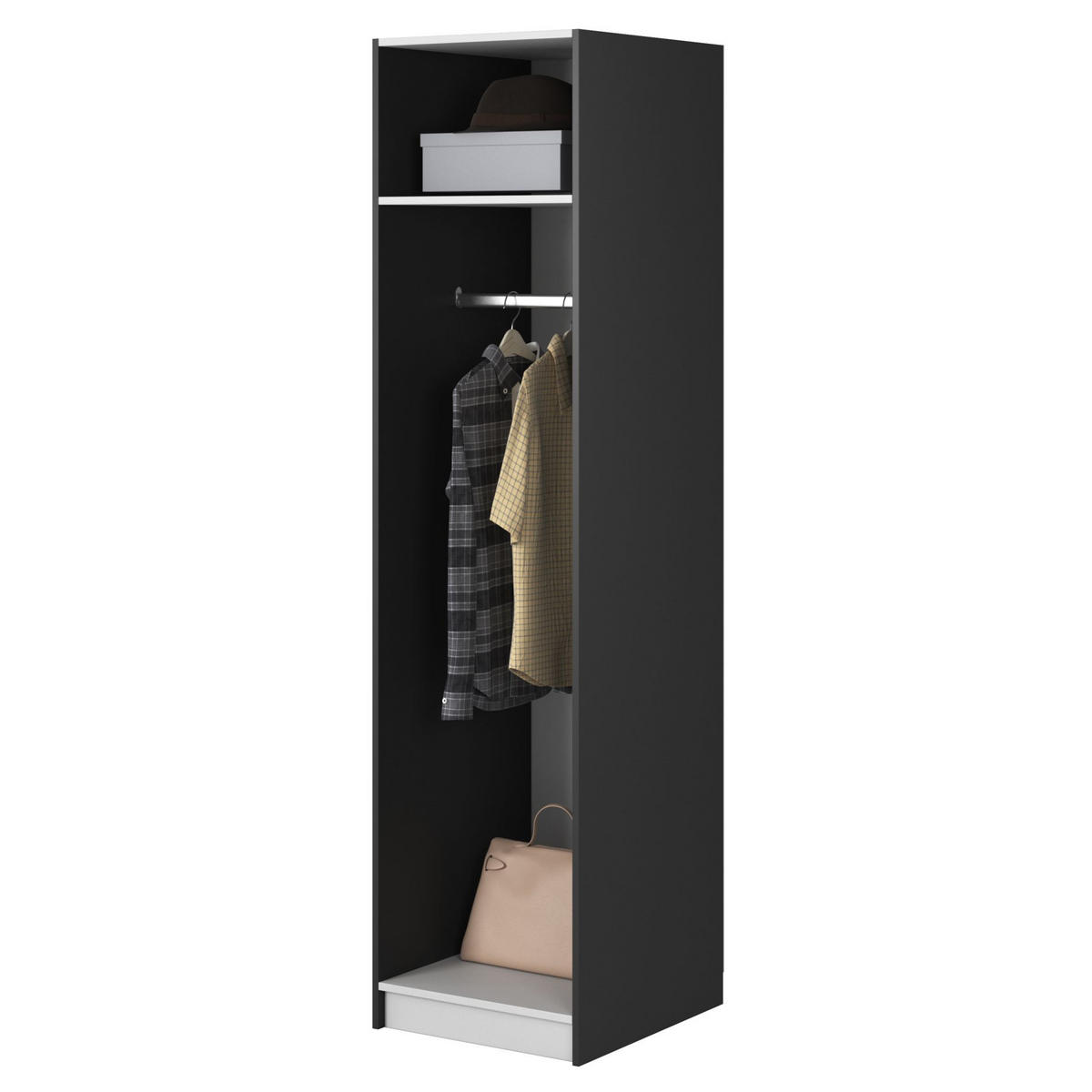 KLEIDERSCHRANK Moonir Schwarz 50 cm - Goldfarben/Schwarz, Holzwerkstoff/Metall (50/200.5/57cm) - Selsey