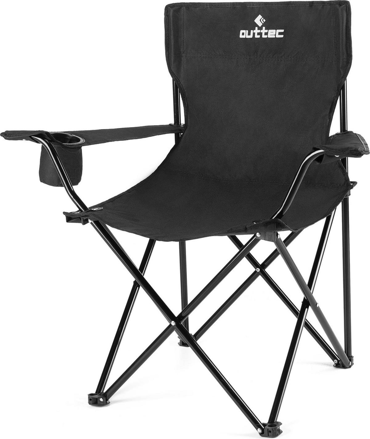 GARTEN-RELAXSESSEL mit Getränkehalter & Tragetasche - Schwarz, Textil (75/80/50cm) - Outtec