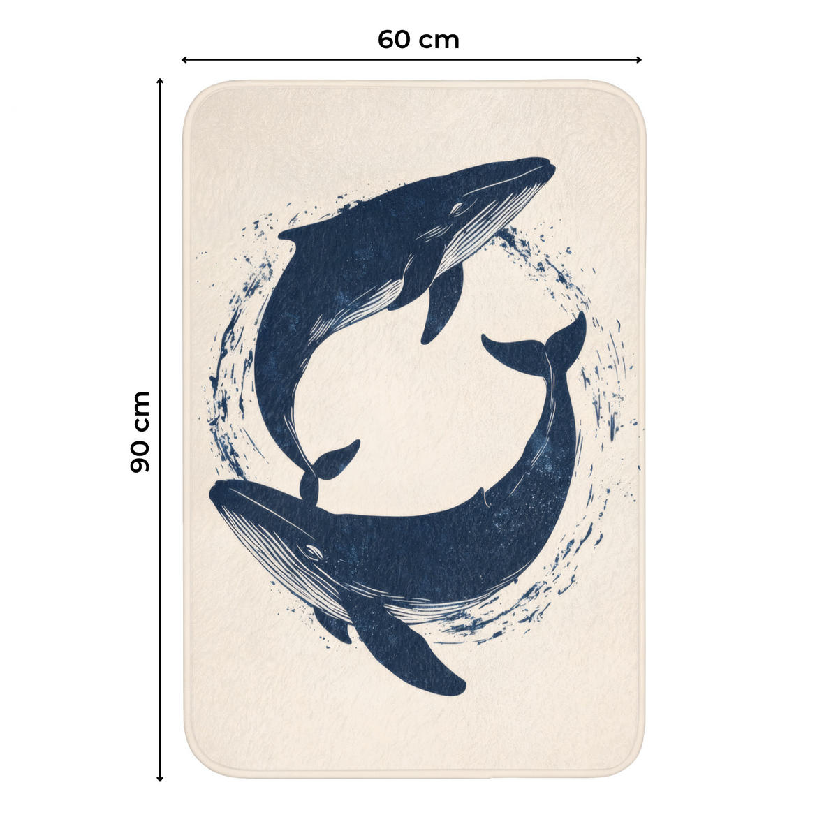WC PŘEDLOŽKA Velryby - Stříkance - Kruh - Tmavě modrá 60x90 cm - tmavě modrá, textil/plast (60/1cm) - OnlyWow