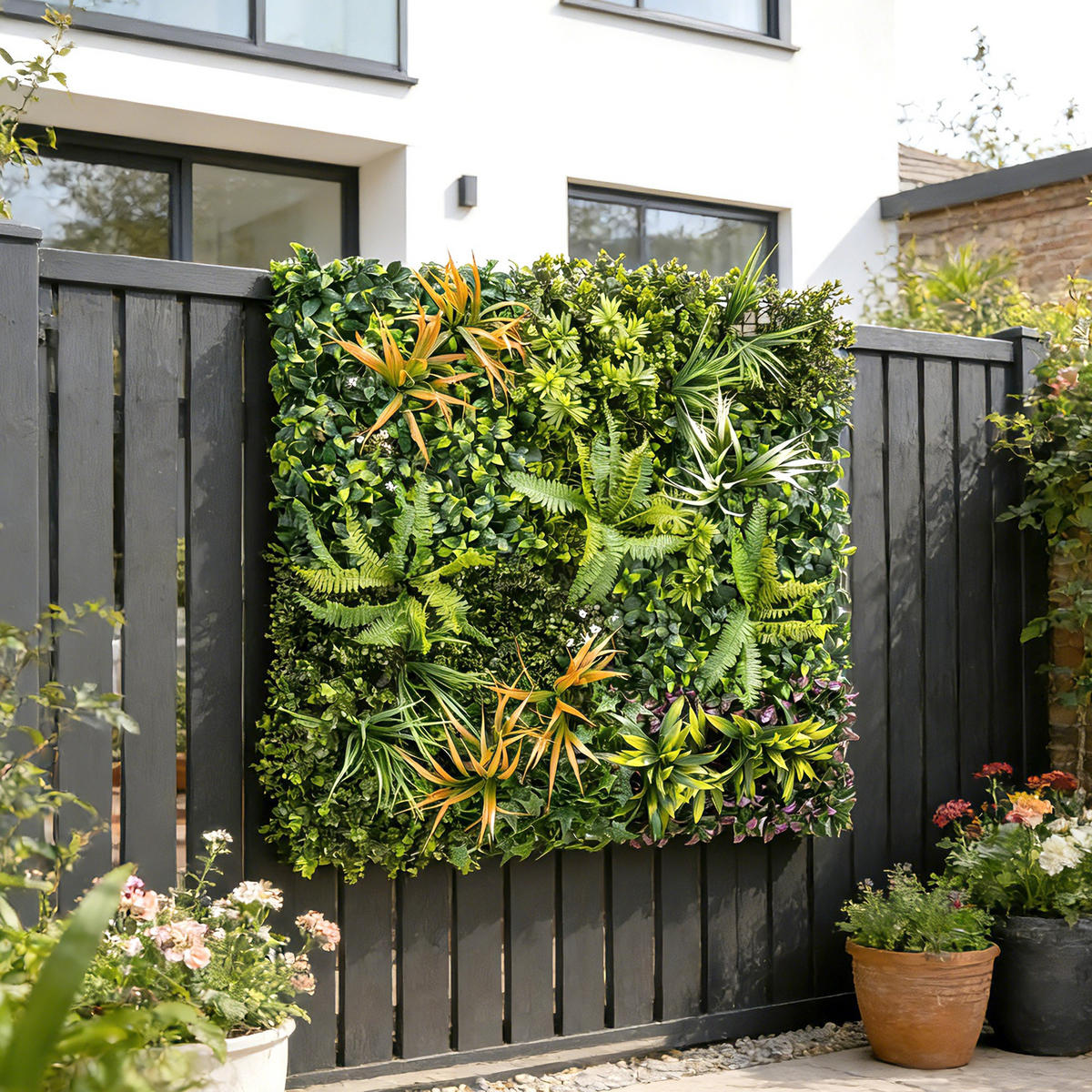 KÜNSTLICHE-HECKE PE Bunt - Grün, Kunststoff (100/1cm) - Outsunny