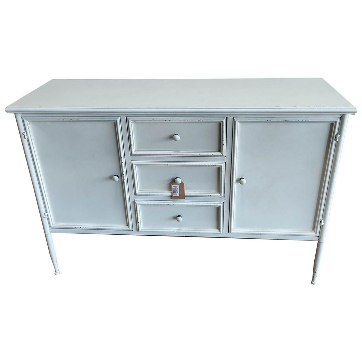 SCHRANK mit 2 Türen und 3 Metall-Schubladen 120x41x80 cm - Weiß, Metall (120/80/41cm) - Wanderlust