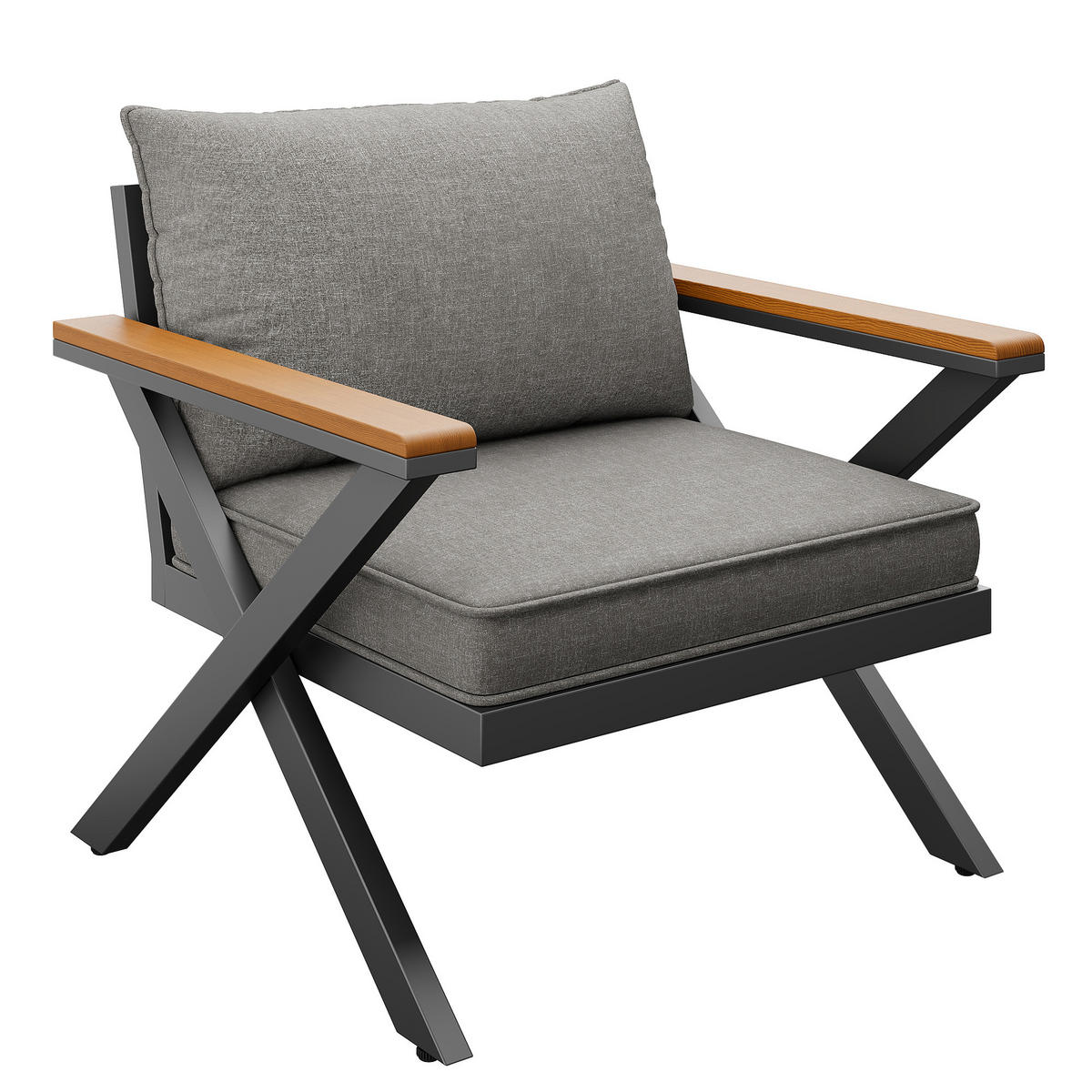 GARTENSETS aus Eisen Grau mit modularer Sitzgruppe im X-Design - Grau, Metall - Modfu