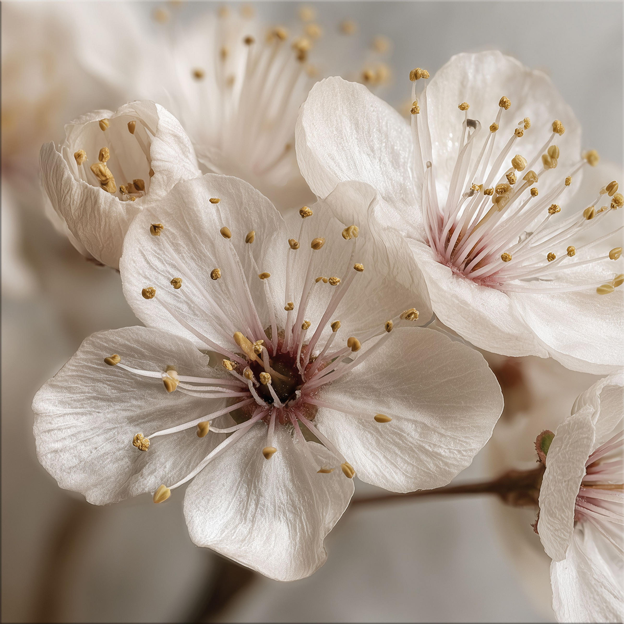 GLASBILD 30×30 cm Kirschblüten creme rosé - Beige, Glas (30/30cm) - artissimo