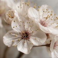 GLASBILD 30×30 cm Kirschblüten creme rosé - Beige, Glas (30/30cm) - artissimo