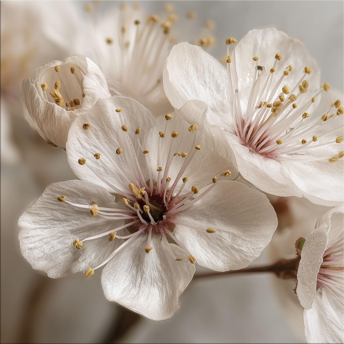 GLASBILD 30×30 cm Kirschblüten creme rosé - Beige, Glas (30/30cm) - artissimo