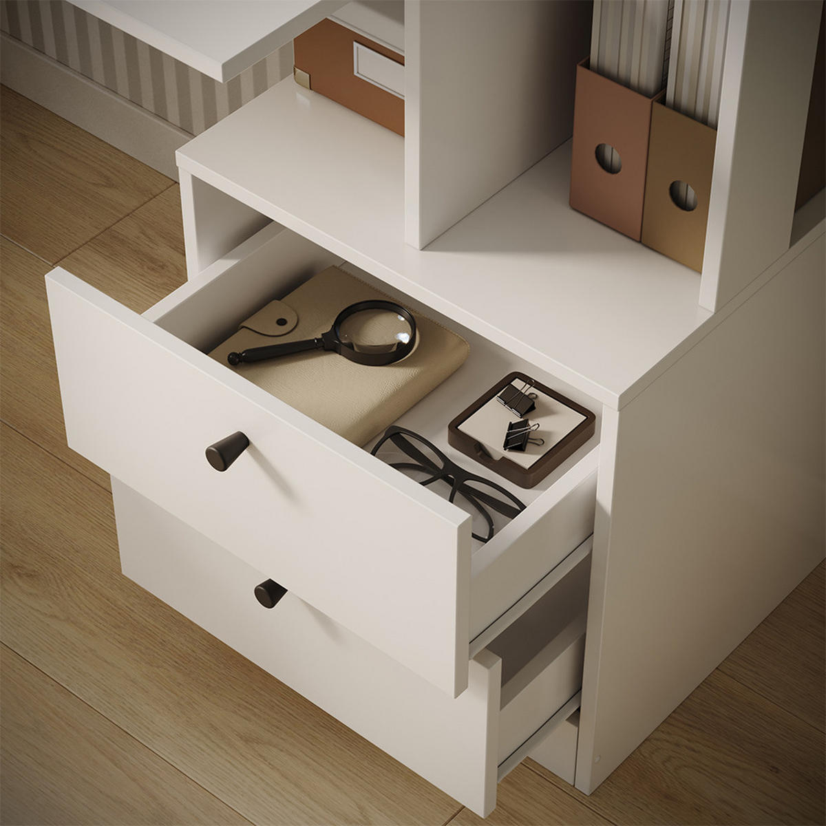 SCHREIBTISCH Denton Weiß 136 x 55 cm - Weiß, Holzwerkstoff (55/136/138cm) - Vicco