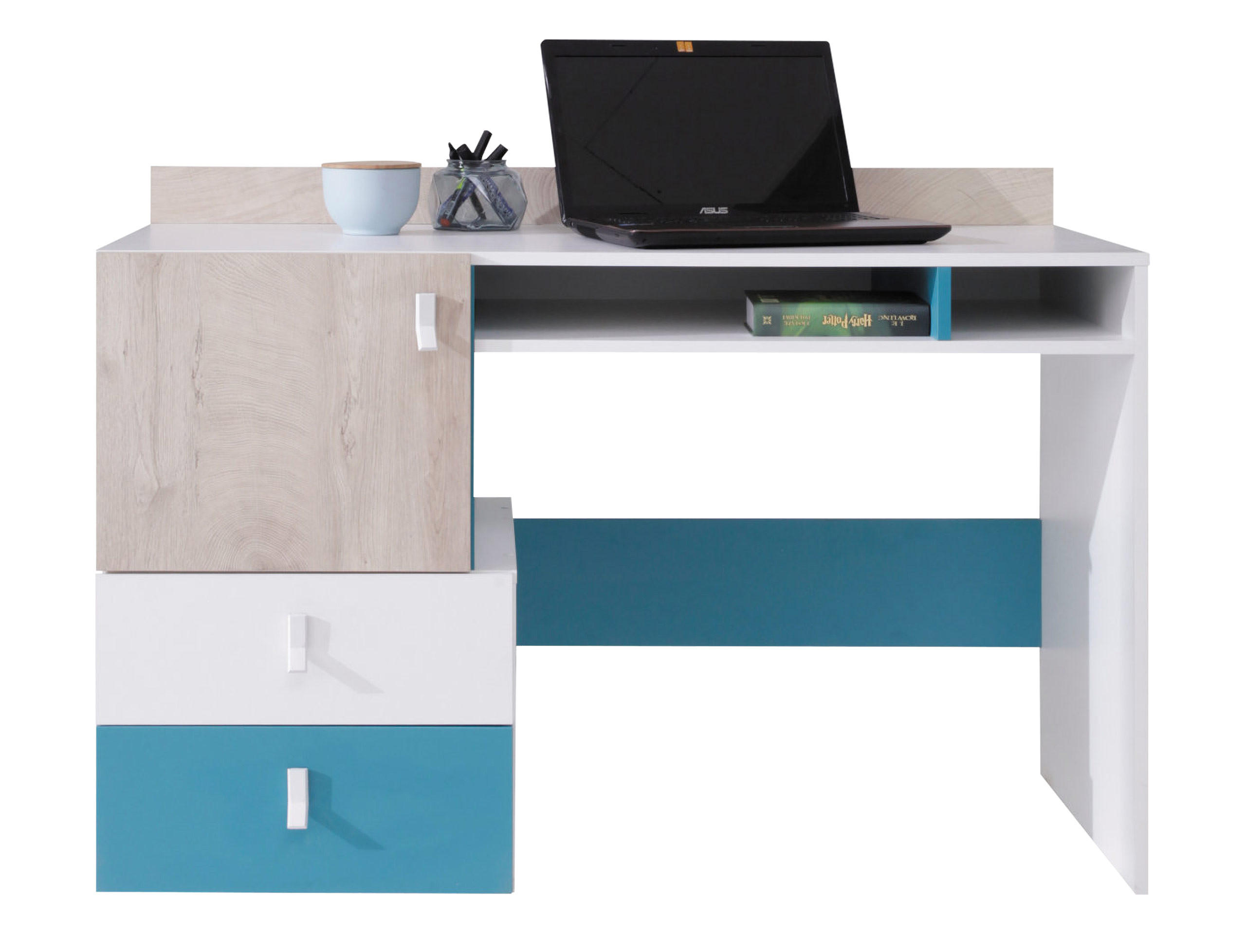 Mirjan24 Schreibtisch Eiche, Blau 55x86x125 cm