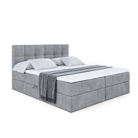 BOXBETT mit Matratze H3 und Lattenrost - MARCE - 160 x 200 cm - Grau - Hellgrau, Holzwerkstoff (160/200cm) - ALTDECOR
