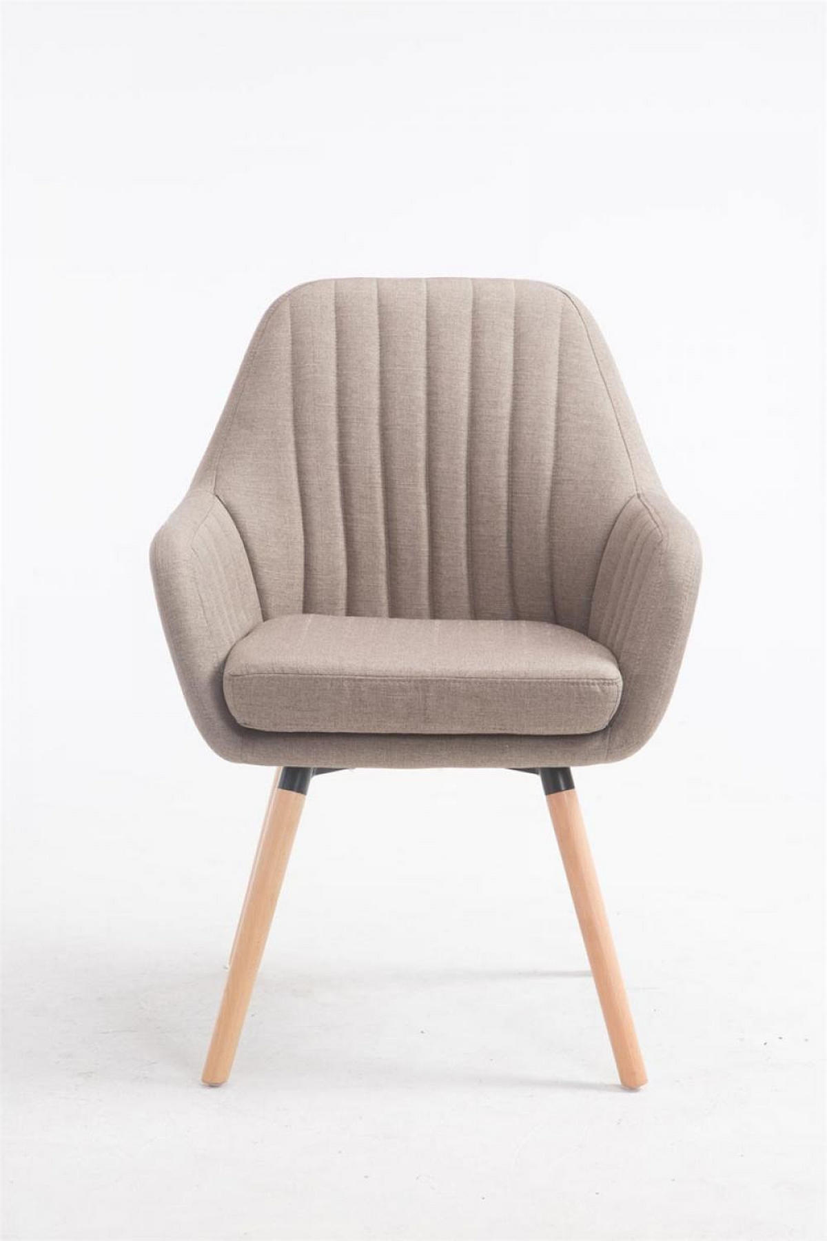 ARMLEHNENSTUHL Stoff taupe - Taupe/Eukalyptusholzfarben, Holz/Textil (67/93/58cm) - CLP