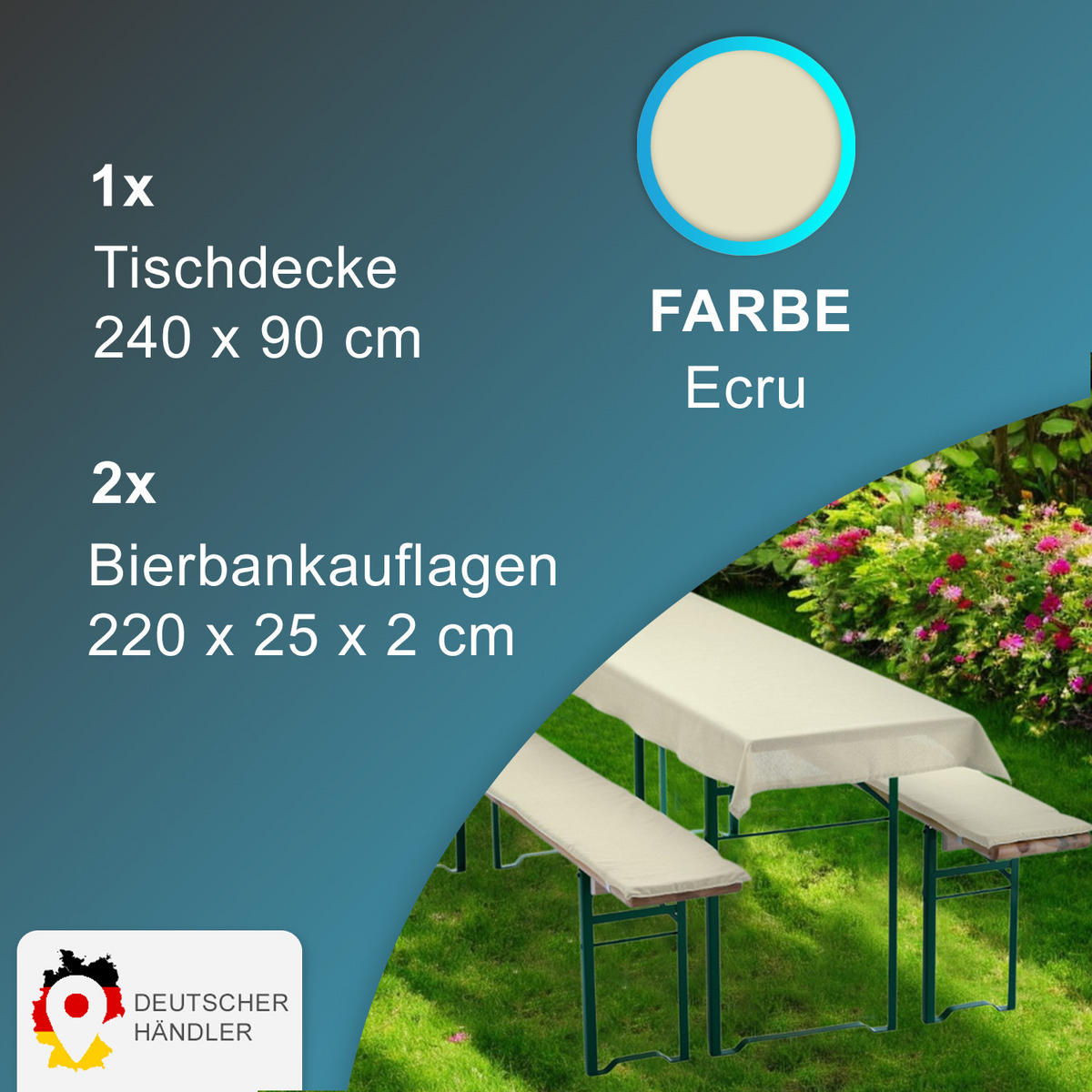 BIERBANKAUFLAGEN Set 240x90 cm Ecru - Ecru, Textil (90/240cm) - NYVI