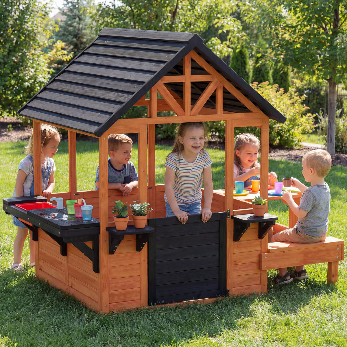SPIELHAUS Tannenholz Metall Braun - Hellbraun, Holz (112.5/139.7/166.3cm) - AIYAPLAY