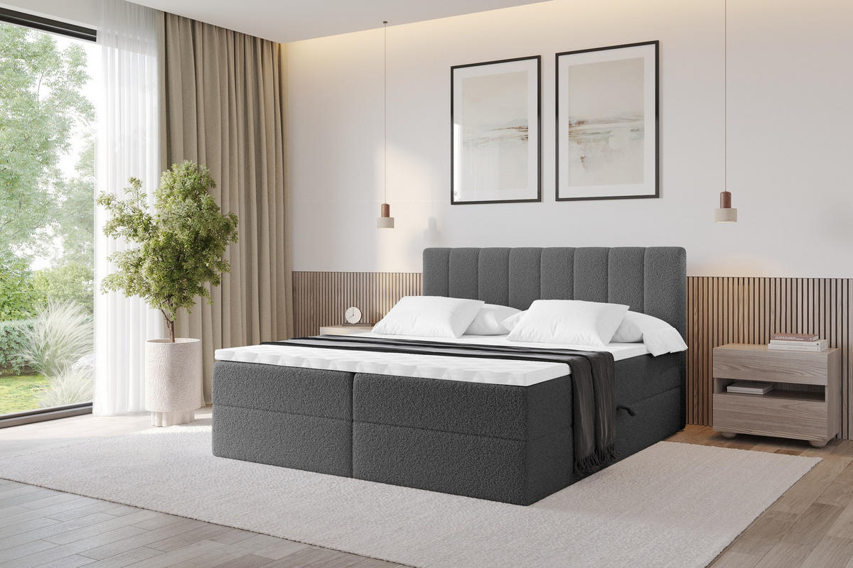 KONTINENTÁLNÍ POSTEL s matrací H3 - OTTA - 120x200 cm Šedá - šedobéžová, kompozitní dřevo (120/200cm) - ALTDECOR